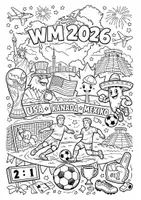 Vorschau - Arbeitsblätter - Ausmalbilder Fußball-WM 2026 - Seite 1