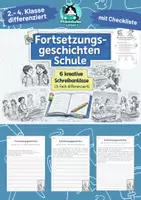 Vorschau - Stationenlernen - Fortsetzungsgeschichten Schule – 6 kreative Schreibanlässe (3-fach differenziert) | Grundschule - Deckblatt