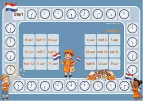 Voorbeeld - Duo-bingo - klokkijken - thema Koningsdag - Pagina 1