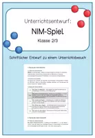 Vorschau - Stundenentwürfe - Unterrichtsentwurf NIM Spiel (Gewinnstrategien) - Deckblatt