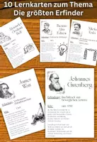 Vorschau - Merkblätter - 10 Lernkarten mit Fakten - Die größten Erfinder der Geschichte - Deckblatt