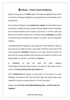 Vorschau - Arbeitsblätter - Arbeitsblatt für Halloween (für Religion und Ethik) - Seite 1