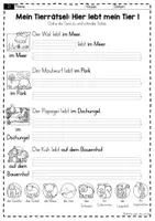 Vorschau - Arbeitsblätter - Tierrätsel Grundschule – Arbeitsblätter zu Verben & Lebensräumen (Klasse 1–2) | Sätze bilden & Schreiben üben - Seite 3
