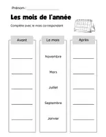 Aperçu - Feuilles d'exercices - 2 activités - Les mois de l'année - Page 1
