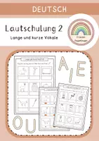 Vorschau - Arbeitsblätter - Lautschulung: Lange und kurze Vokale 2 - Fördermaterial für Vorschule und 1. & 2. Klasse (inkl. Lösungen) - Deckblatt