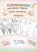 Vorschau - Arbeitsblätter - Flächeninhalt von ebenen Figuren – Mathe-Ausmalbild 🍦 | Klasse 5–6 - Deckblatt