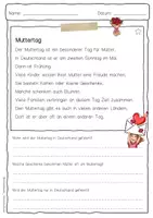 Vorschau - Arbeitsblätter - Sachtext Muttertag - Seite 1