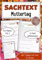 Vorschau - Arbeitsblätter - Sachtext Muttertag - Deckblatt