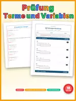 Vorschau - Arbeitsblätter - Terme & Variablen Klasse 7 Übungspaket Prüfungsvorbereitung - Deckblatt