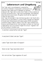 Vorschau - Arbeitsblätter - Der Tiger - Sachtexte für Erstleser, Leseverständnis Klasse 1 & 2 - Seite 2