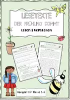 Vorschau - Unterrichtsreihen - Lesetexte Frühling - Detektivgeschichte und kreative Geschichte mit Fragen zum Leseverstehen - Deckblatt