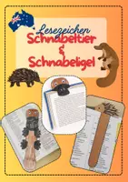 Vorschau - Mal- und Bastelvorlagen - Lesezeichen Schnabeltier und Schnabeligel basteln - Deckblatt