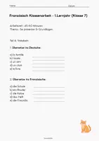 Vorschau - Test - Französisch Klassenarbeit |1.Klassenarbeit | Lernzielkontrolle Französisch | 7. Klasse 1. Lernjahr – Se présenter, Vokabeln, Grammatik & Leseverstehen mit Lösungen (PDF)🇫🇷 - Seite 1