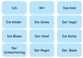 Vorschau - Arbeitsblätter - DaZ Sätze bilden Frühling Würfelsätze & Wortkarten - Seite 1