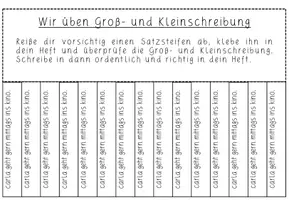 Vorschau - Arbeitsblätter - Groß-/Kleinschreibung üben - Abreißzettel - Seite 1