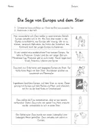Vorschau - Arbeitsblätter - Die Sage von Europa und dem Stier - Seite 1