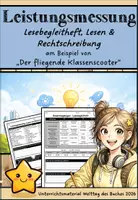 Vorschau - Arbeitsblätter - Leistungsmessung (Test A/B & Bewertungsraster) „Der fliegende Klassenscooter“ – Welttag des Buches 2026 | Mit Lösungen | Klasse 4–6 | editierbar - Deckblatt