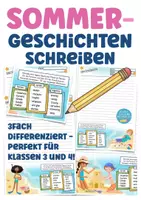 Vista previa - Unidades / Secuencias / Situaciones de Aprendizaje - Historias encadenadas de verano I escritura creativa en alemán Deutsch Sommer Geschichten schreiben - Portada