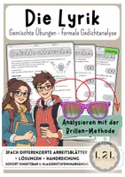 Vorschau - Arbeitsblätter - Lyrik - lyrische Elemente untersuchen - Einstieg, Übung und Wiederholung zu formalen Aspekten: Stilmittel, Reimschema, Strophe, Vers, Rhythmus, Metrum, Lyrisches Ich - Differenzierte Sachtexte, Arbeitsblätter, Lösungen ab Klasse 5 bis Klasse 10 - Seite 1