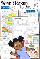 Vorschau - Mal- und Bastelvorlagen - Meine Stärken - Sketchnote Arbeitsblätter - Growth Mindset / Wachstumsdenken - Deckblatt