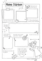 Vorschau - Mal- und Bastelvorlagen - Meine Stärken - Sketchnote Arbeitsblätter - Growth Mindset / Wachstumsdenken - Seite 1