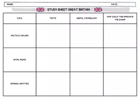 Vorschau - Arbeitsblätter - ZP 10 Englisch 2026 - Target Cultures GB & Canada Study Sheet - Seite 1