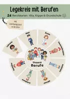 Vorschau - Bildkarten - Berufe Legekreis für Kita & Grundschule | Berufe Bildkarten Morgenkreis Kindergarten | Berufe entdecken für Kinder - Deckblatt