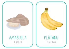 Vista previa - Tarjetas / Manipulativos - Comidas en asturiano - Portada