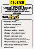 Vorschau - Stationenlernen - Aktiv und Passiv Partizipien, Zeitformen, Checkliste, Regelwissen, Strategien, anspruchsvolle Übungen und Lösungen Klasse 5 & Klasse 6 - Deckblatt