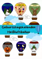 Vorschau - Mal- und Bastelvorlagen - Geburtstagskalender - Heißluftballon - Deckblatt