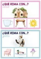 Vista previa - Tarjetas / Manipulativos - 20 TARJETAS. ¿QUÉ RIMA CON...? - página 1