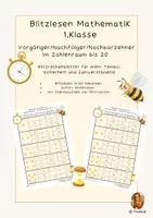 Vorschau - Arbeitsblätter - Blitzlesen Mathematik 1. Klasse – Vorgänger, Nachfolger & Nachbarzehner (ZR bis 20) - Deckblatt