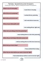 förhandsvisning - Tenses Question and Answers.Speaking Exercise - sida 1