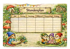 Vorschau - Mal- und Bastelvorlagen - Stundenplan Wichtelklasse - Seite 1