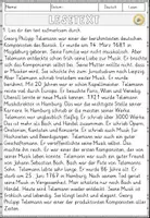 Vorschau - Arbeitsblätter - Georg Philipp Telemann, Lesen und Verstehen Arbeitsblätter mit Lesetext, Fragen - Seite 2