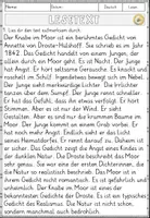 Vorschau - Arbeitsblätter - Der Knabe im Moor - Annette von Droste-Hülshoff, Lesen und Verstehen Arbeitsblätter mit Lesetext, Fragen - Seite 2