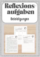 Vorschau - Arbeitsblätter - Reflexionsaufgaben Beleidigungen - Deckblatt