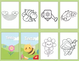 Vista previa - Manualidades / Dibujos para colorear - Mini Librito Primavera Para Colorear PDF + Editable - página 1