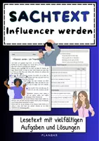 Vorschau - Arbeitsblätter - Sachtext: Influencer werden - ein Traumberuf? (Klasse 6-8) - Deckblatt