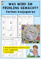 Vorschau - Arbeitsblätter - Verben konjugieren Frühling, Arbeitsblätter & Legekreis – Deutsch Grammatik, Klasse 2 - Deckblatt