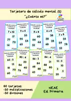 Vista previa - Tarjetas / Manipulativos - Tarjetero de cálculo mental (II) - multip. y divisiones - Portada