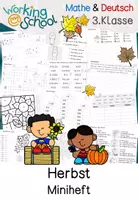 Vorschau - Stationenlernen - Herbst Miniheft Klasse 3 | Deutsch & Mathematik | Freiarbeit - Deckblatt