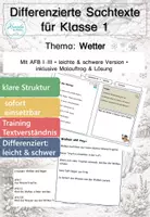 Vorschau - Arbeitsblätter - Wetter Klasse 1–4 Materialpaket | Differenzierte Lesetexte zu Klima, Regen, Extremwetter mit Lösungen - Deckblatt