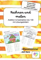 Vorschau - Arbeitsblätter - Rechnen und malen im Zahlenraum 100 (Probierblatt aus Set) - Deckblatt