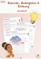 Vorschau - Merkblätter - Wünsche Bedürfnisse und Werbung - Lernblatt zur Prüfungsvorbereitung - Deckblatt