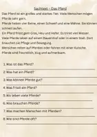 Vorschau - Arbeitsblätter - Sachtext - Pferde für Klasse 2 - Seite 1