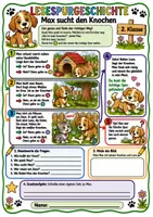 Vorschau - Arbeitsblätter - Lesespur - Max sucht den Knochen Klasse 2 - Seite 1