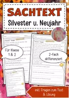 Vorschau - Arbeitsblätter - Sachtext Silvester Neujahr - Deckblatt