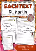 Vorschau - Arbeitsblätter - Sachtext St. Martin - Deckblatt