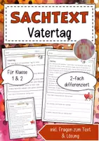 Vorschau - Arbeitsblätter - Sachtext Vatertag - Deckblatt